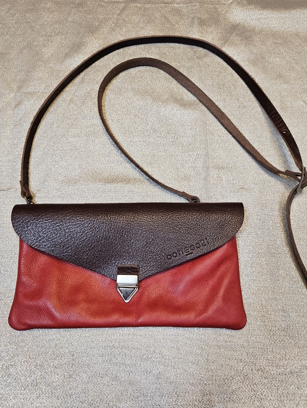 Handcrafted Italian Leather Crossbody Bag Or Clutch From Naples